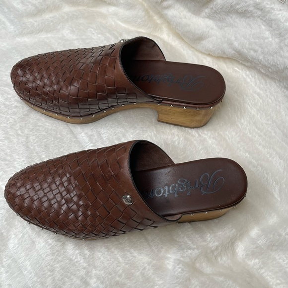 Brighton Crosby Mules Clogs Women's Size 8M Woven Studs Leather Brown - Picture 5 of 12